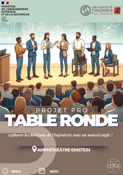 Table-ronde ingénierie mercredi 28 février à 18 heures amphi Einstein
