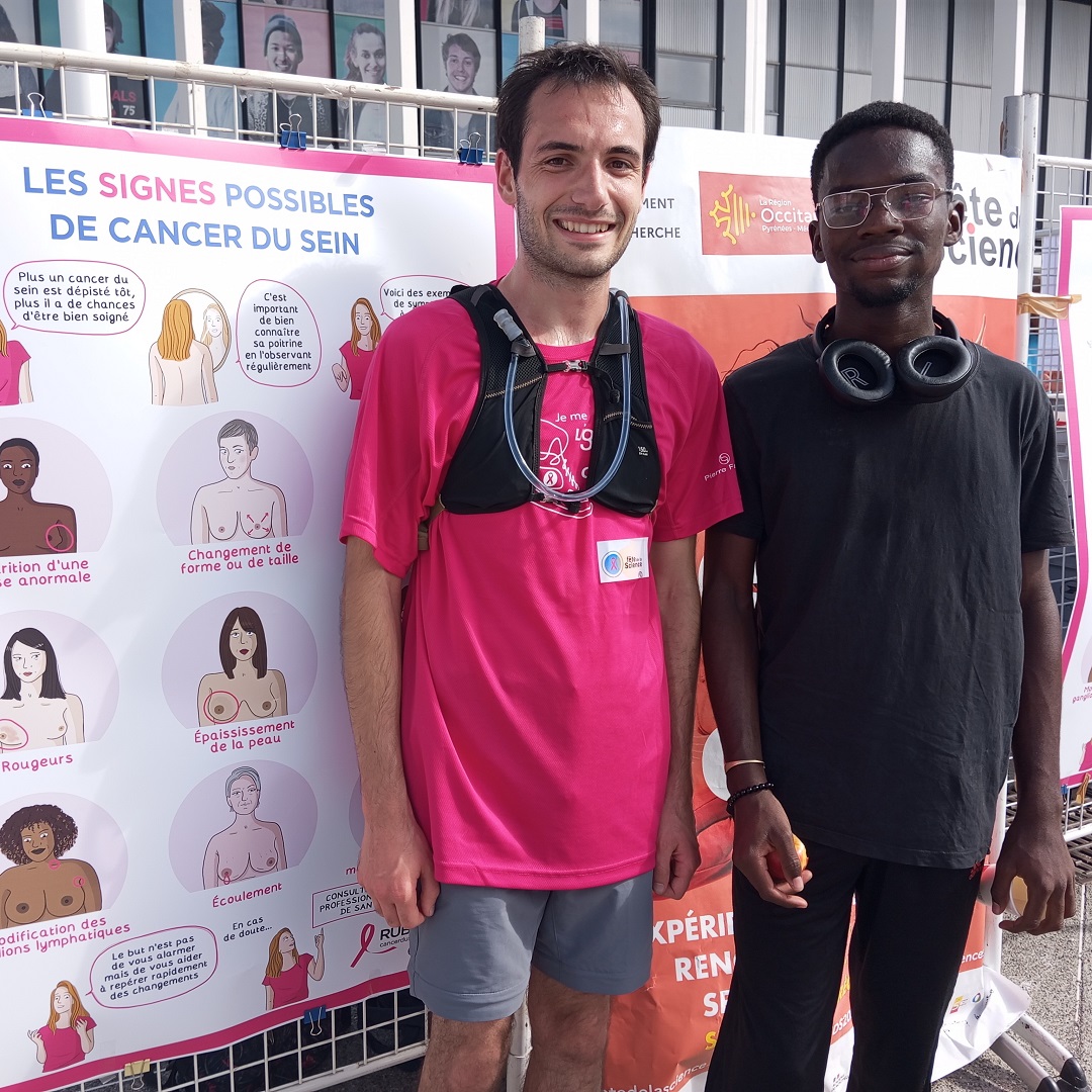 Lionel PETIT (à gauche), doctorant INSA et Pierre-Bradley BILINGBI-MAX (à droite), étudiant L1 informatique. Tous deux ont parcouru 5 tours !